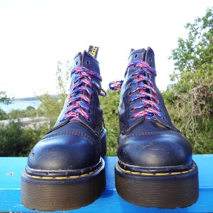 Vintage 90s Dr Martens Size 8 Platform Boots Cap Toe Platform Docs made in England Size 6UK mens 6.5US mens, 8US womens image 3