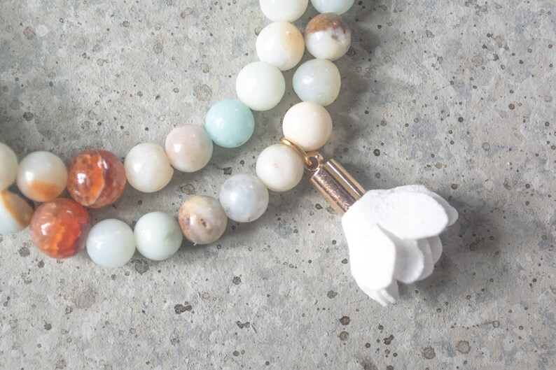 Amazonite Bead Wrap Bracelet Buddha Charm Bracelet Anxiety Relief Birthstone Bracelet gifts for her Boho Bead Jewelry Stretch Bracelet her