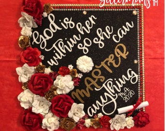 God is Within Her Master Anything Graduation Cap Decoration