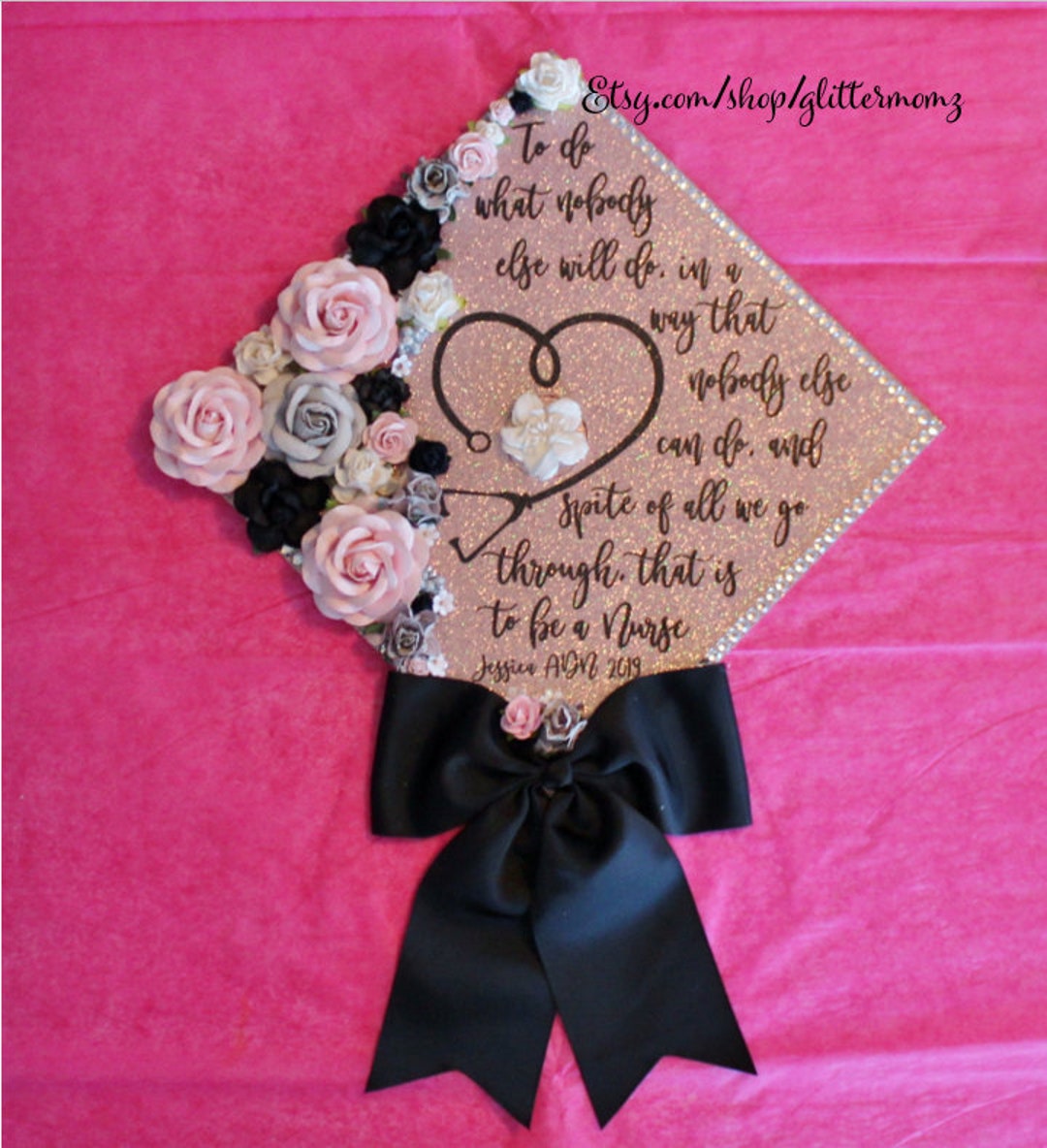 To Be a Nurse Graduation Cap Topper Decoration With Flowers - Etsy