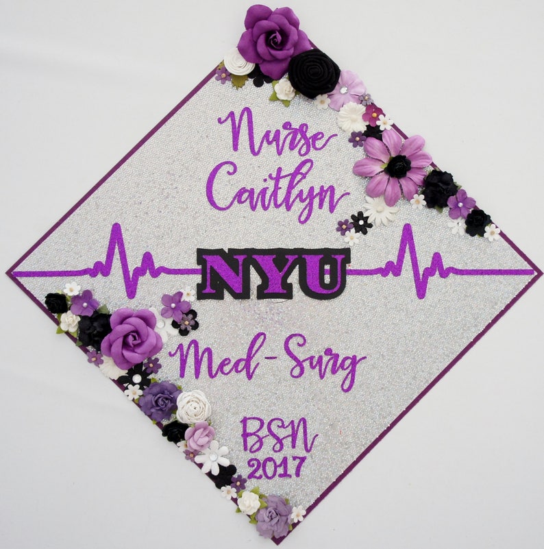Custom Nurse Graduation Cap Topper Decoration With Flowers. Etsy