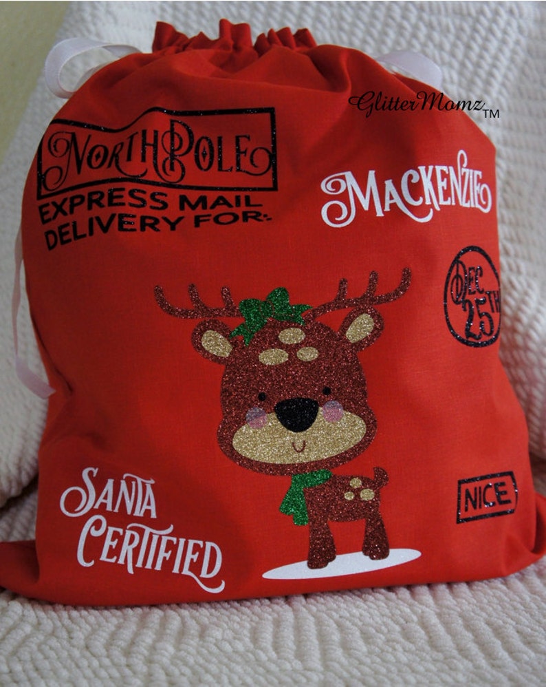 Custom Reindeer Santa Sack Straight From the North Pole Red - Etsy
