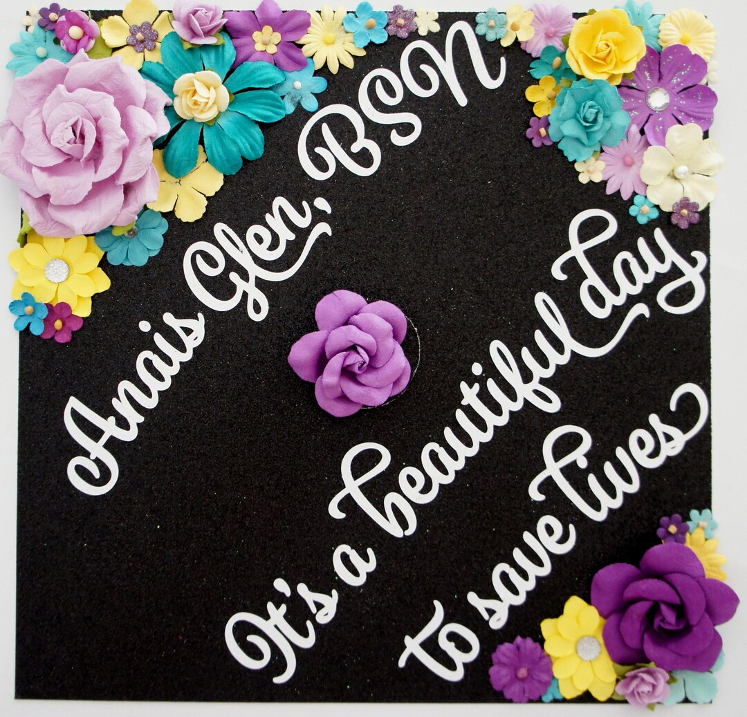 It's a Beautiful Day to Save Lives Custom Glitter Graduation Cap ...