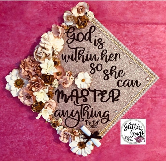 Graduation Cap Decoration God Is Within Her She Can Master Etsy