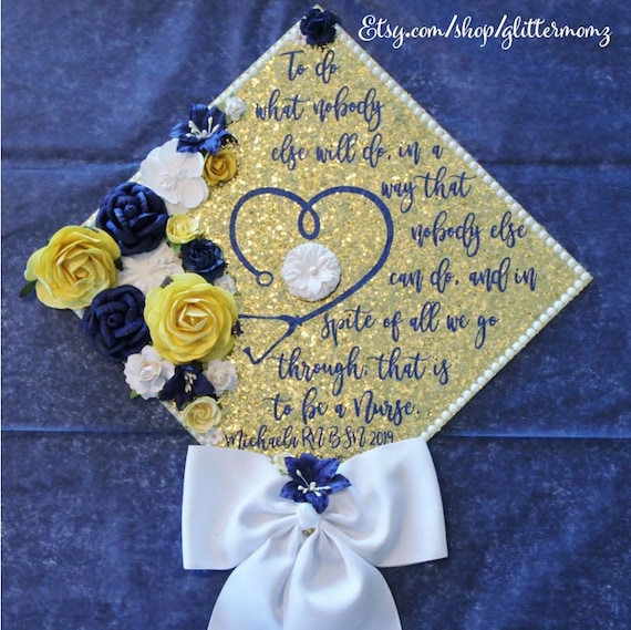 Nurse Graduation Cap Topper - to Be a Nurse- With Flowers
