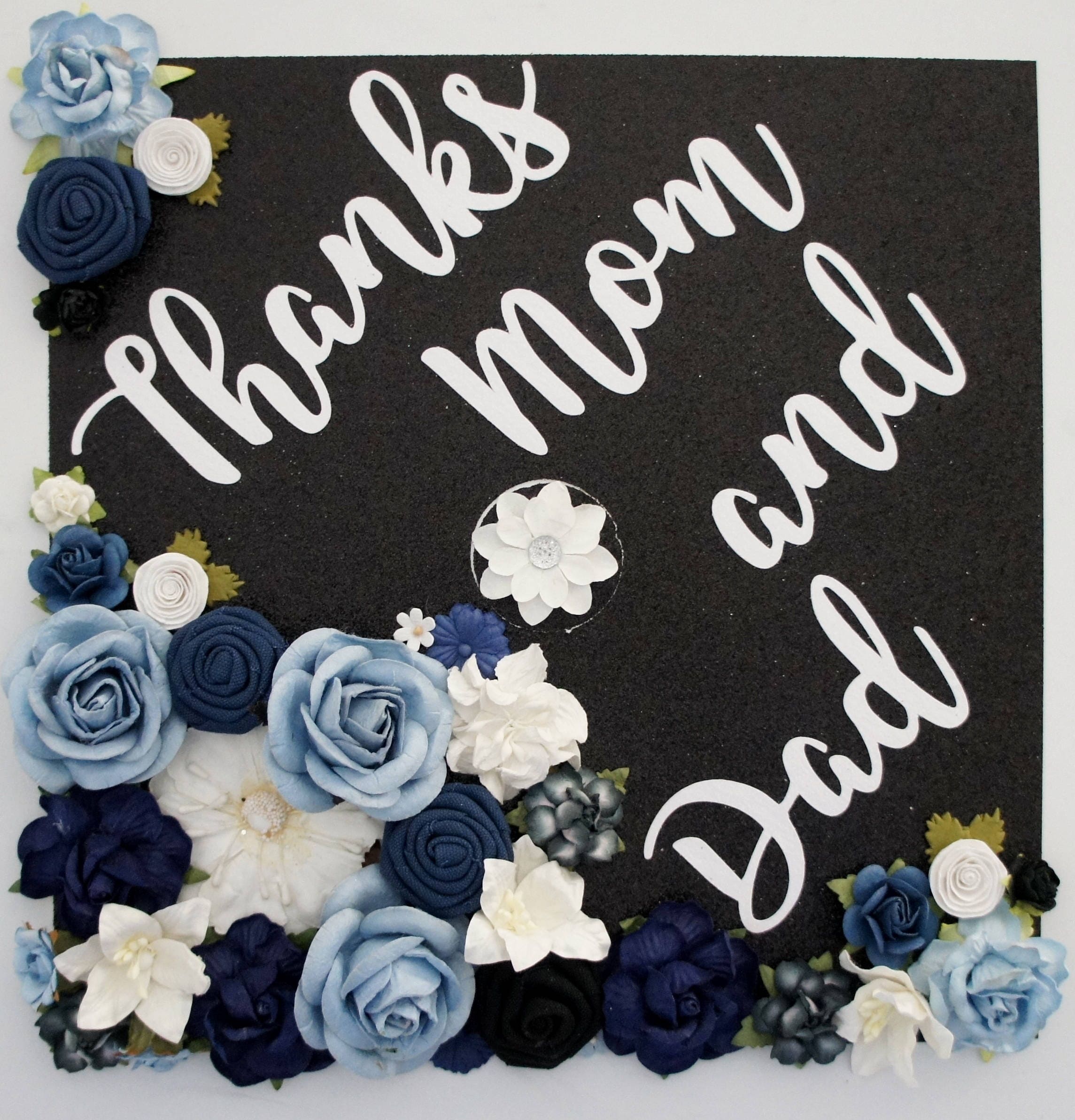 Graduation Cap Topper Thanks Mom And Dad Graduation Decoration Etsy