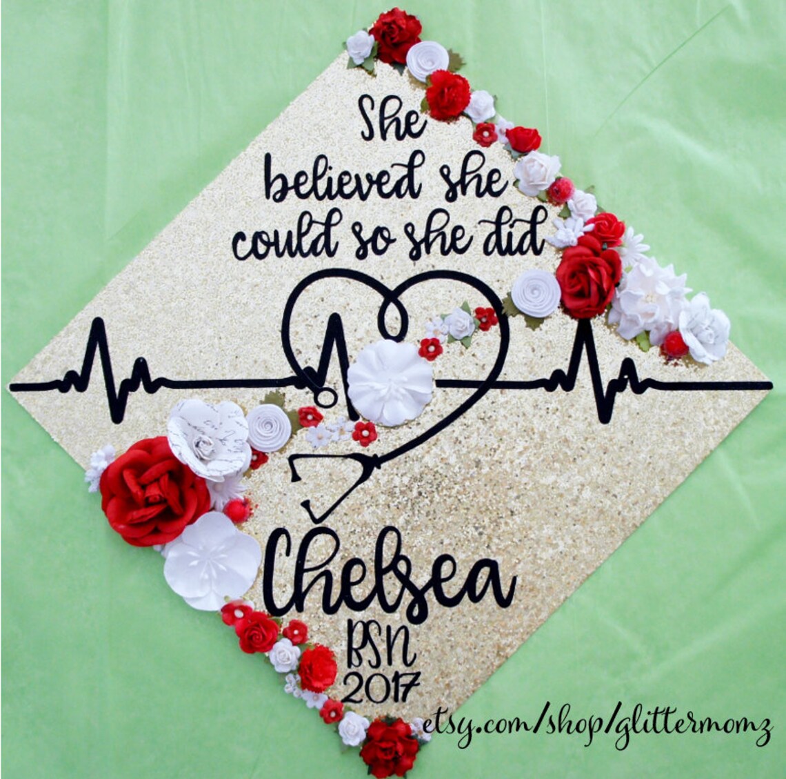 Graduation Flower Crown Graduation Cap Topper She Believed She Etsy