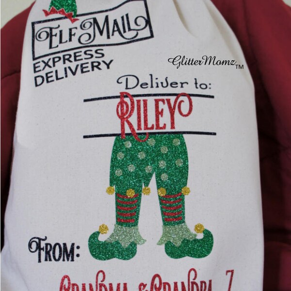 Personalized Elf Mail Sack!!  Customized Christmas Girl Elf Bag and Sack!  Customize for name and colors! Gifts for Kids