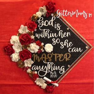 God is Within Her Master Anything Graduation Cap Decoration