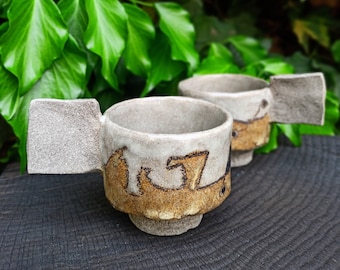 Ceramic Espresso Cups - Set of 2, Handmade Tea Cups, one of a kind, OOAK