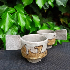 Ceramic Espresso Cups - Set of 2, Handmade Tea Cups, one of a kind, OOAK
