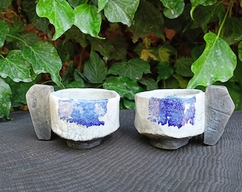 Ceramic Espresso Cups - Set of 2, Handmade Tea Cups, one of a kind, OOAK