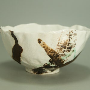 Porcelain Tea Bowl, Matchawan, Handmade, one of a kind, OOAK