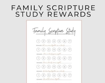 Family Scripture Study Reward Chart | Scripture Study Checklist | Come Follow Me Tracker