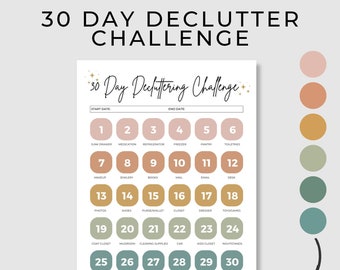 30 Day Declutter Challenge Checklist | Printable Decluttering Checklist | Cleaning Checklist |