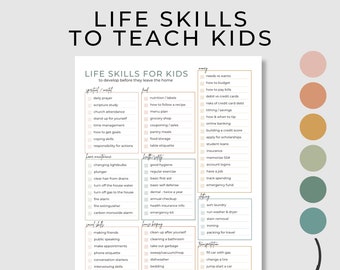 Kids Life Skills Checklist | Homeschool Planner Page | Parenting tools |  Includes 7 colors!