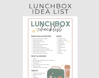 Lunchbox Idea Sheet | Printable lunchbox page with easy school lunches