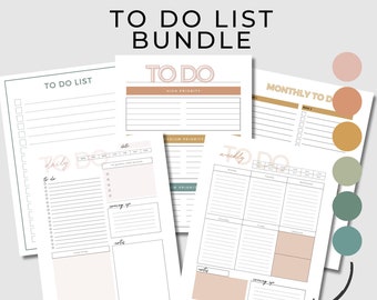 To-Do List Template Bundle | Editable Monthly To-Do List | Weekly To-do List