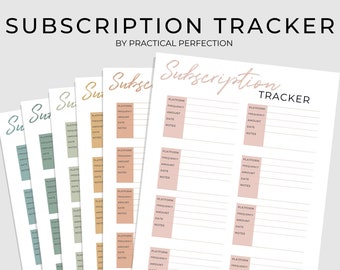 Monthly Subscription Tracker | Budget Printable | Digital Subscription Tracker