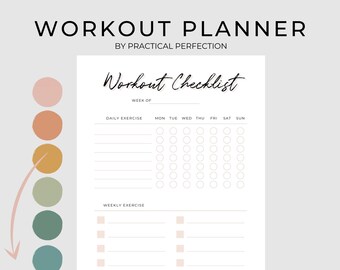 Fitness Planner Checklist Printable | Fitness Planner for Women | Fitness Planner for Weight Loss | Fitness Planner and Journal