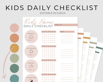 Kids or Adult Printable Daily Routine Checklist Planner Pages | Cute Daily Planner Template | Routine Planner