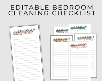 Teen Bedroom Cleaning Checklist | Printable Cleaning Checklist by Room | Cleaning Checklist