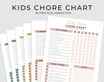 EDITABLE Kids Chore Chart | Responsibility Chart | School Chart | Kids Schedule - Includes 7 colors!