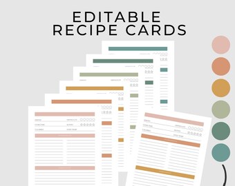 Editable Recipe Cards | Recipe Card Template | Letter Size