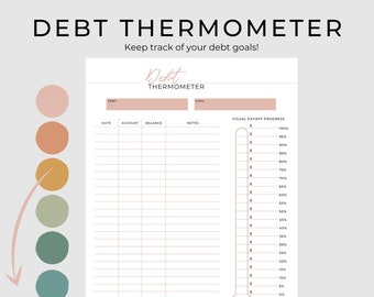 Thermometer zum Ausdrucken | Debt Tracker Printable | Finanzplaner zum Ausdrucken
