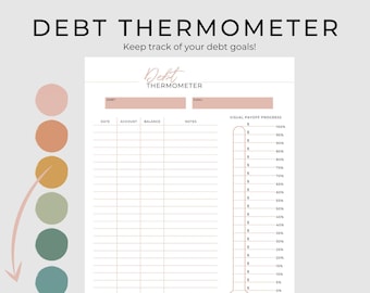 Debt Thermometer Printable | Debt Tracker Printable | Finance Planner Printable