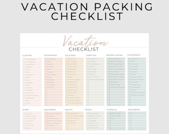 Editable Vacation Packing Checklist | Printable Packing List