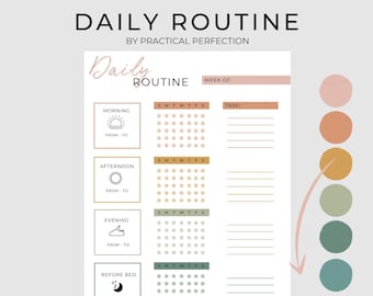 Undated Printable Daily Routine Planner Pages PDF | Cute Daily Planner Template | Routine Planner
