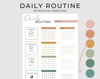 Undated Printable Daily Routine Planner Pages PDF | Cute Daily Planner Template | Routine Planner