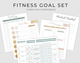 Fitness Planner Checklist Bundle Printable | Fitness Planner for Women | Fitness Planner for Weight Loss | Fitness Planner and Journal