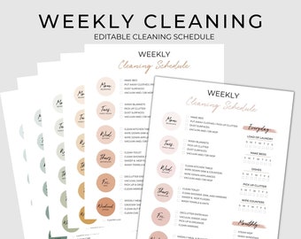Editable Weekly Cleaning Printable | Cleaning Planner | Cleaning Checklist Printable