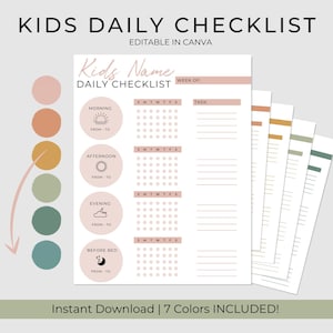 Kids or Adult Printable Daily Routine Checklist Planner Pages Cute Daily Planner Template Routine Planner image 1