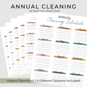 Annual Monthly Cleaning Checklist Planner | Cleaning Planner | Cleaning Calendar