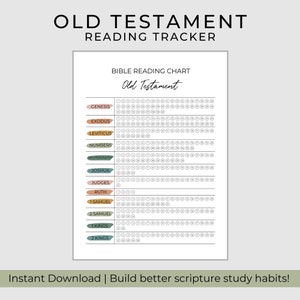 Grafico di lettura dell'Antico Testamento / Tracker della lettura della Bibbia / Tracker dell'Antico Testamento