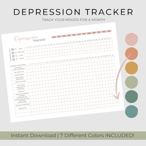 Depression Tracker | Anxiety Tracker | Monthly Mood Tracker