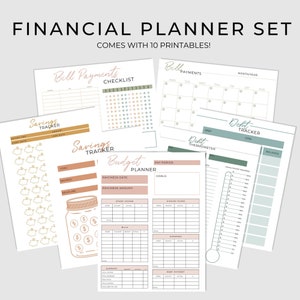 Financial Planner - SET of 10 PAGES | Debt Tracker | Savings Tracker | Monthly Budget | Financial Tracker