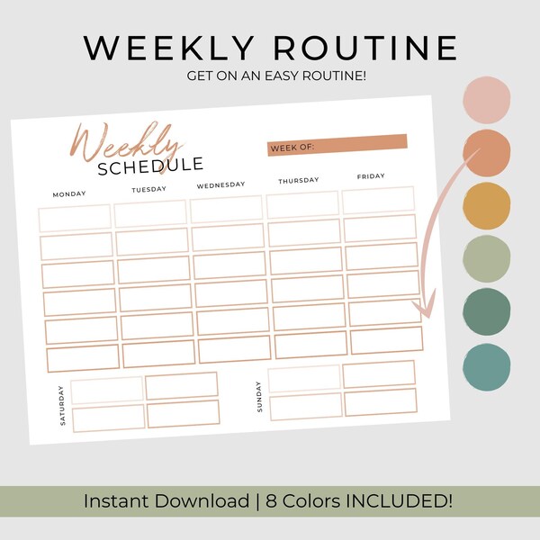 Undated Weekly Routine Planner Printable | Weekly Agenda | Kids Routine Schedule