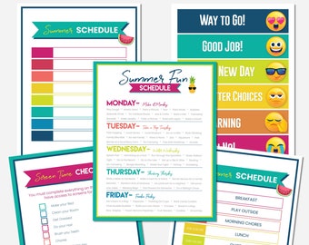 Kids Summer Schedule Calendar Behavior Chart Activity Idea Download Screen Time Checklist Printable