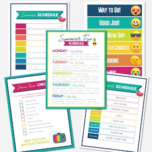 Kids Summer Schedule Calendar Behavior Chart Activity Idea Download Screen Time Checklist Printable