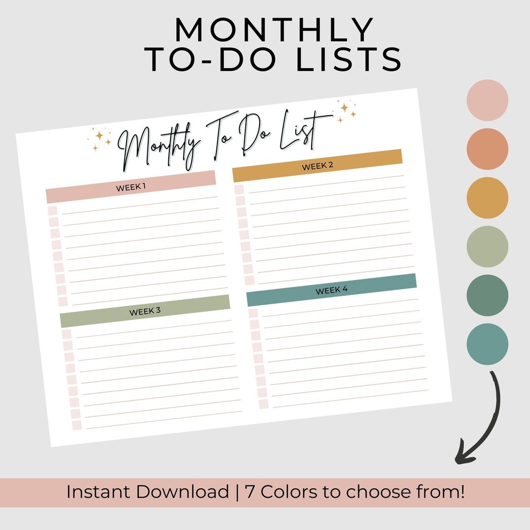 Editable Monthly to Do List Template | Editable Monthly to Do List - Etsy