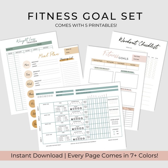 Fitness Planner Checklist Bundle Printable Fitness Planner - Etsy