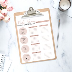 Kids or Adult Printable Daily Routine Checklist Planner Pages Cute Daily Planner Template Routine Planner image 4