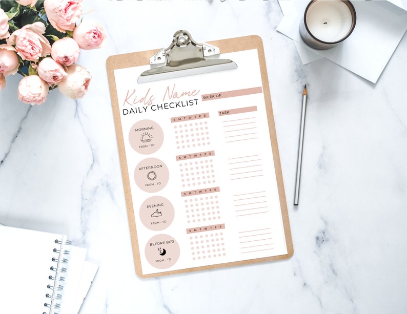 Kids or Adult Printable Daily Routine Checklist Planner Pages Cute Daily Planner Template Routine Planner image 4