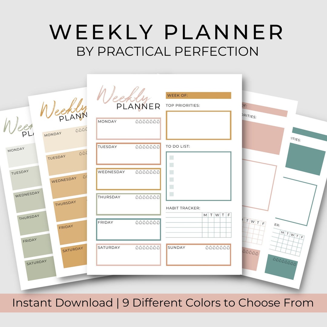 Undated Weekly Planner Printable With to Do List | PDF Weekly Agenda ...
