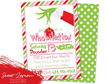 Grinch Party Invitation Christmas Holiday Baking Cooking