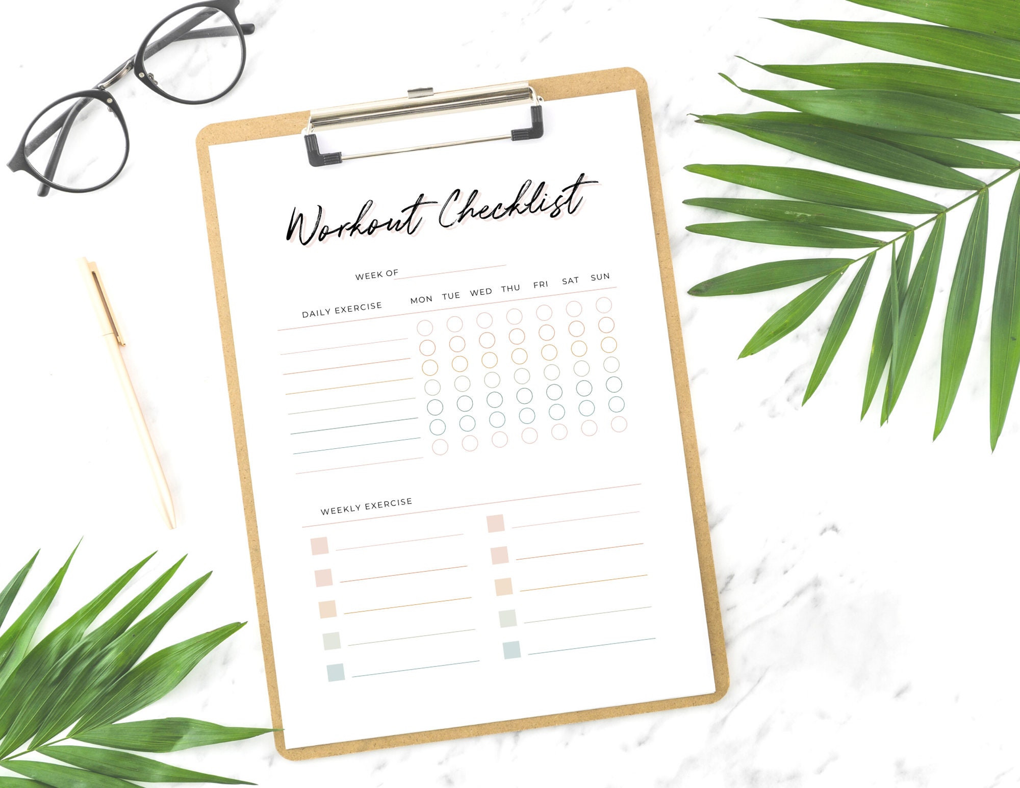 Fitness Planner Checklist Printable Fitness Planner for | Etsy